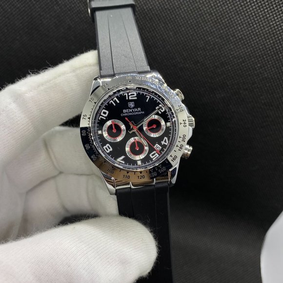 Men's Functional Chronograph Sport 30M Waterproof Daytona Design Watch Black - Picture 3 of 6